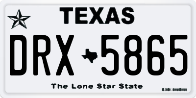 TX license plate DRX5865