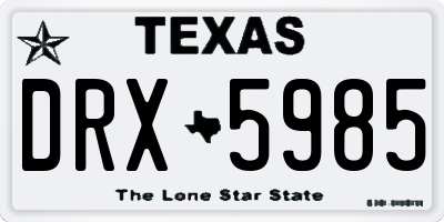TX license plate DRX5985
