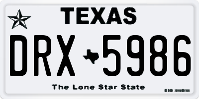 TX license plate DRX5986