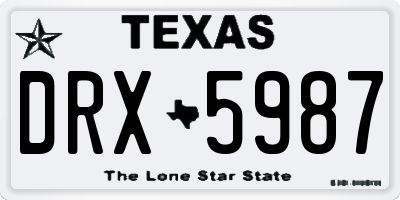 TX license plate DRX5987