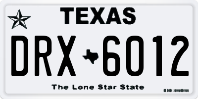 TX license plate DRX6012