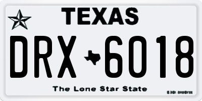 TX license plate DRX6018