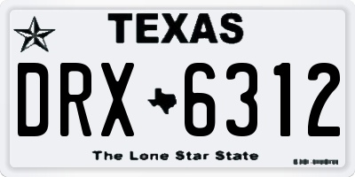 TX license plate DRX6312