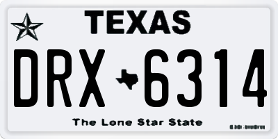 TX license plate DRX6314