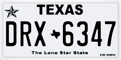 TX license plate DRX6347