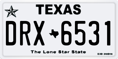 TX license plate DRX6531