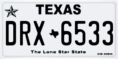 TX license plate DRX6533