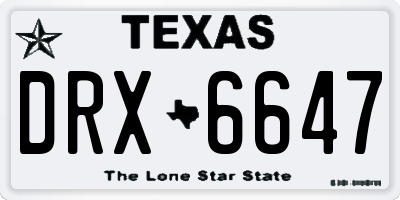 TX license plate DRX6647