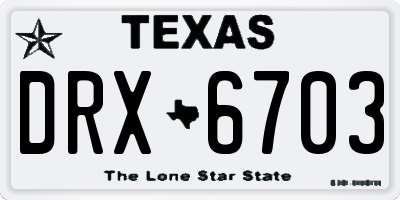 TX license plate DRX6703