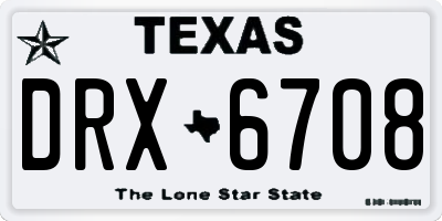 TX license plate DRX6708