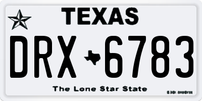 TX license plate DRX6783