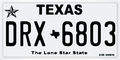 TX license plate DRX6803