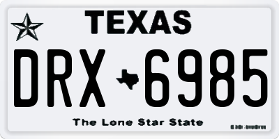 TX license plate DRX6985
