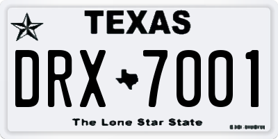 TX license plate DRX7001