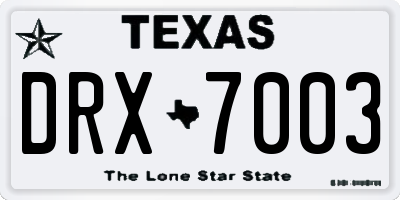 TX license plate DRX7003
