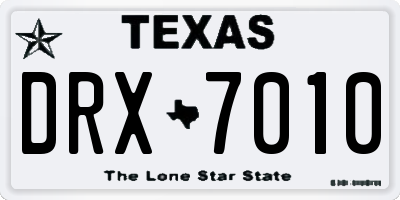 TX license plate DRX7010
