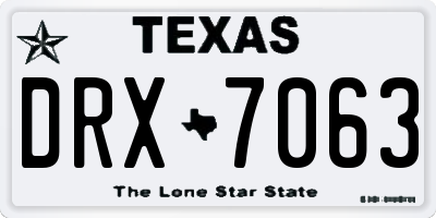 TX license plate DRX7063