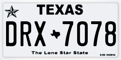 TX license plate DRX7078