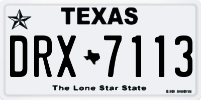 TX license plate DRX7113