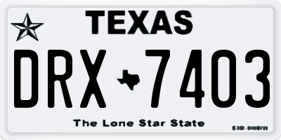 TX license plate DRX7403