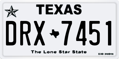 TX license plate DRX7451