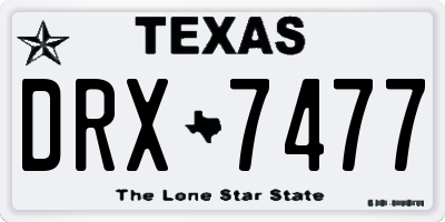 TX license plate DRX7477