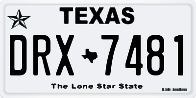 TX license plate DRX7481