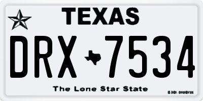 TX license plate DRX7534