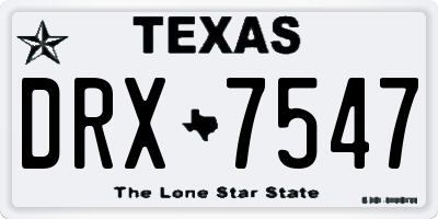 TX license plate DRX7547