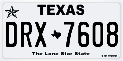 TX license plate DRX7608