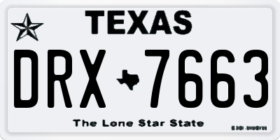 TX license plate DRX7663