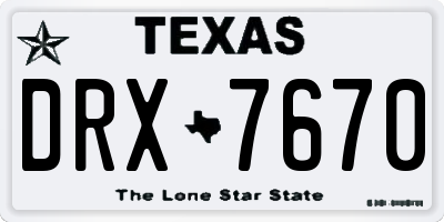 TX license plate DRX7670