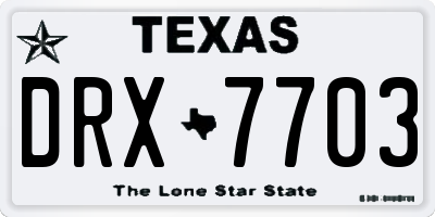 TX license plate DRX7703