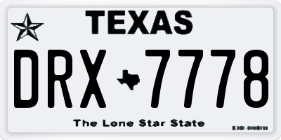 TX license plate DRX7778