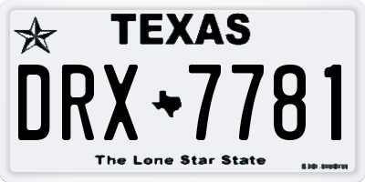 TX license plate DRX7781