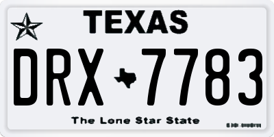 TX license plate DRX7783