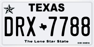 TX license plate DRX7788