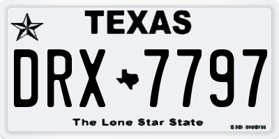 TX license plate DRX7797