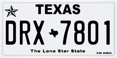 TX license plate DRX7801
