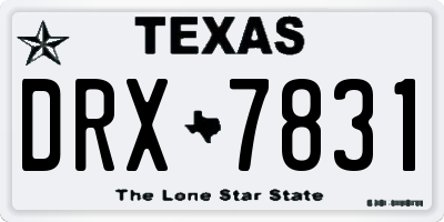 TX license plate DRX7831