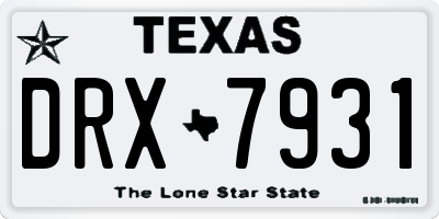 TX license plate DRX7931
