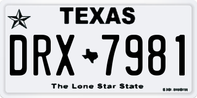 TX license plate DRX7981