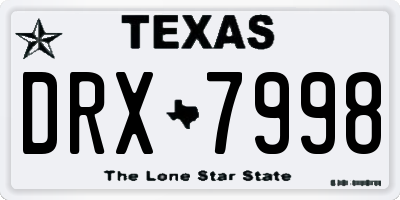 TX license plate DRX7998