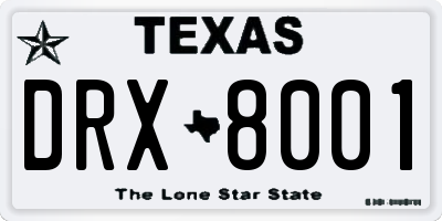 TX license plate DRX8001