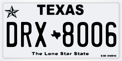 TX license plate DRX8006