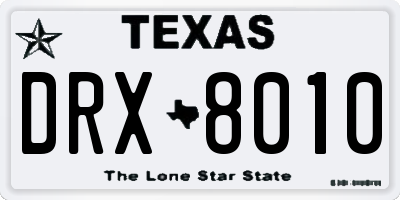 TX license plate DRX8010