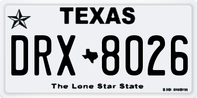 TX license plate DRX8026