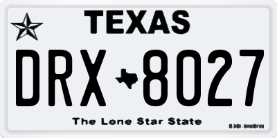 TX license plate DRX8027