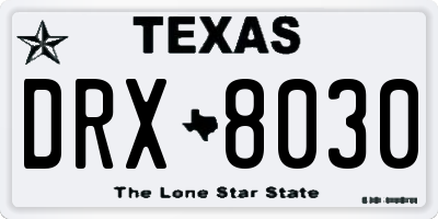 TX license plate DRX8030