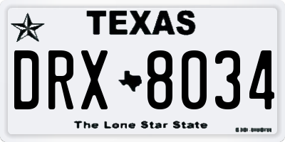 TX license plate DRX8034